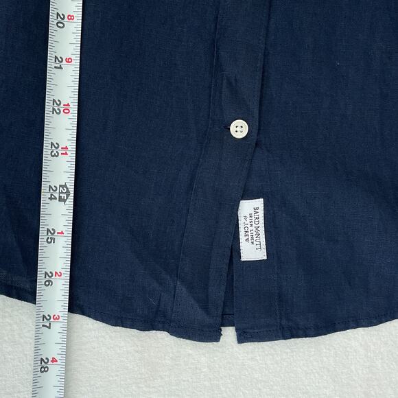 J. Crew Top Women 4 = S Navy Blue Biard McNutte Linen Slim Fit Button Up Shirt - Picture 11 of 11